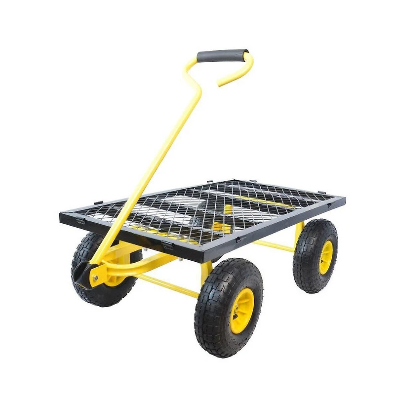 Mountaintop Folding Garden Cart Mesh Steel Utility Wagon with Removable Sides, Convertible Landscape Heavy Duty Cart for Beach Lawn Yard