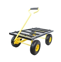 Mountaintop Folding Garden Cart Mesh Steel Utility Wagon with Removable Sides, Convertible Landscape Heavy Duty Cart for Beach Lawn Yard