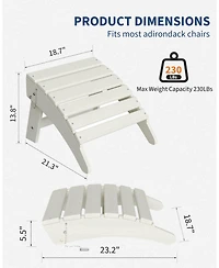 homfan Folding Adirondack Chair and Ottoman Hdpe All-Weather Outdoor Chair for Deck, Garden or Backyard