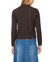 1.state Women's Pointelle Cable Collared Cardigan