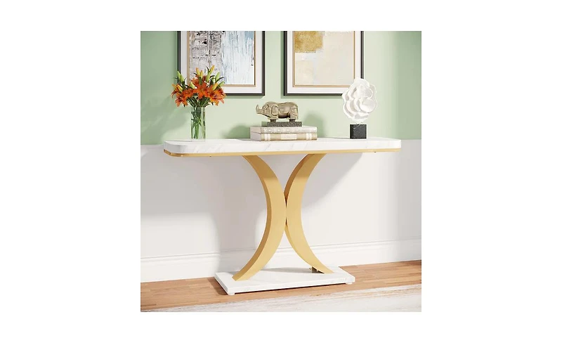 Slickblue 40" Narrow Console Table with Geometric Base