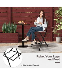 Gymax Set of 6 Folding Bar Stools Patio Sling Chairs with Backrest Humanized Footrest Coffee