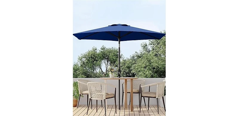 homfan 7.5Feet Market Umbrella - Push Button Tilt and Crank, 6 Ribs, Uv Protection Waterproof for Patio or Garden