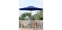 homfan 7.5Feet Market Umbrella - Push Button Tilt and Crank, 6 Ribs, Uv Protection Waterproof for Patio or Garden