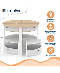 homfan 5-Piece Kids Table and Chair Set, Round Nesting Toddler Activity Table, Play Art Craft Reading Table for Children