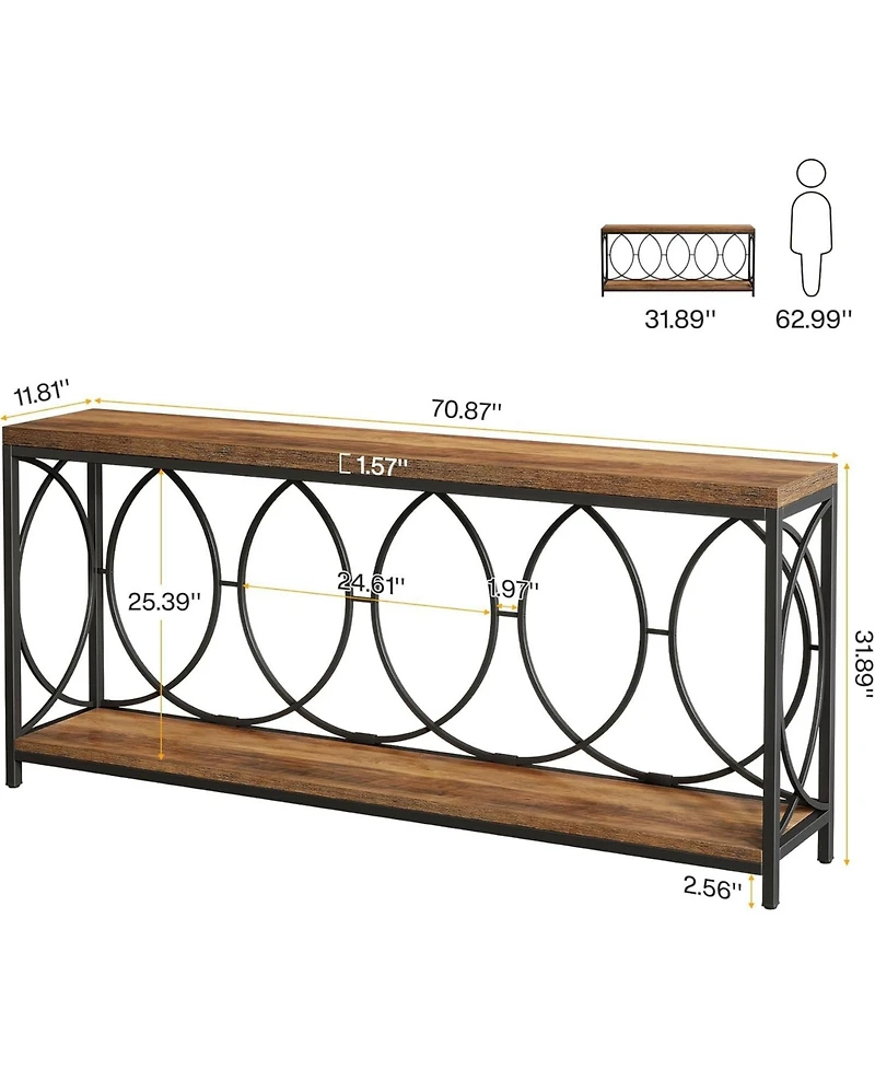 Slickblue 2-Tier Long Console Table with Storage Shelf