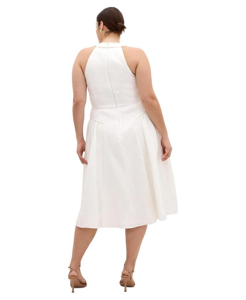 City Chic Plus Halter Jacquard A-Line Midi Dress