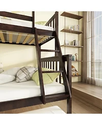 Sailvan Bunk Bed Twin Over with Convertible Ladder and Guardrail,