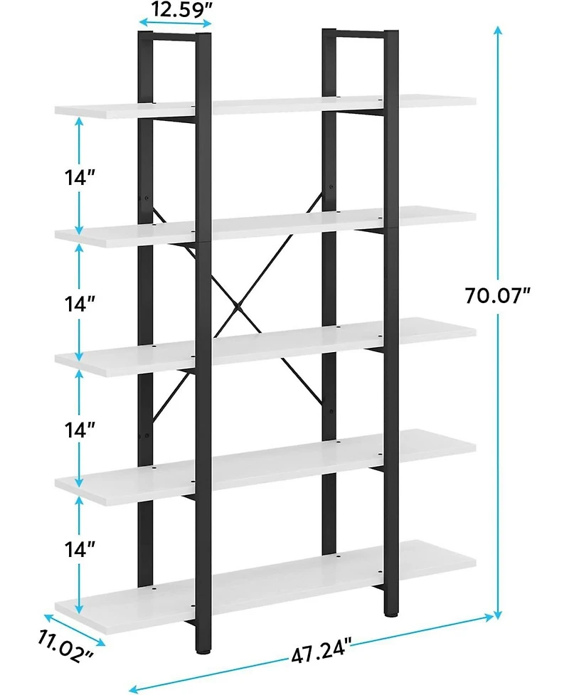 Tribesigns 5-Tier 72" Vintage Industrial Bookshelf,