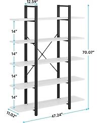 Tribesigns 5-Tier 72" Vintage Industrial Bookshelf,