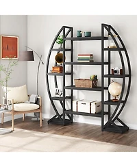 Tribesigns 5-Tier Oval Bookshelf with Industrial Frame