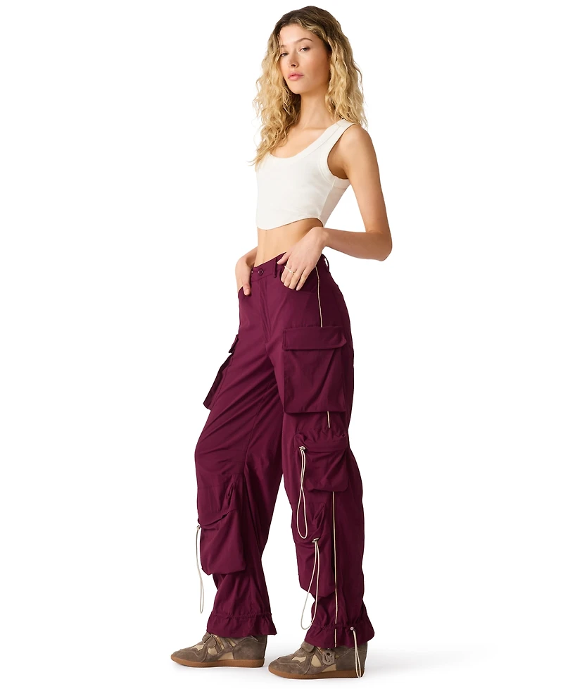 Steve Madden Women's Jacey Cargo Wide-Leg Mid-Rise Pants
