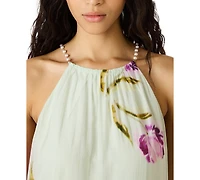 Steve Madden Juniors' Jamie Floral-Print Halter Tiered Dress