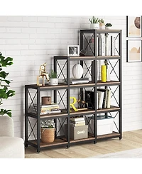 Tribesigns 12-Shelf Ladder Bookshelf with 9 Cubes