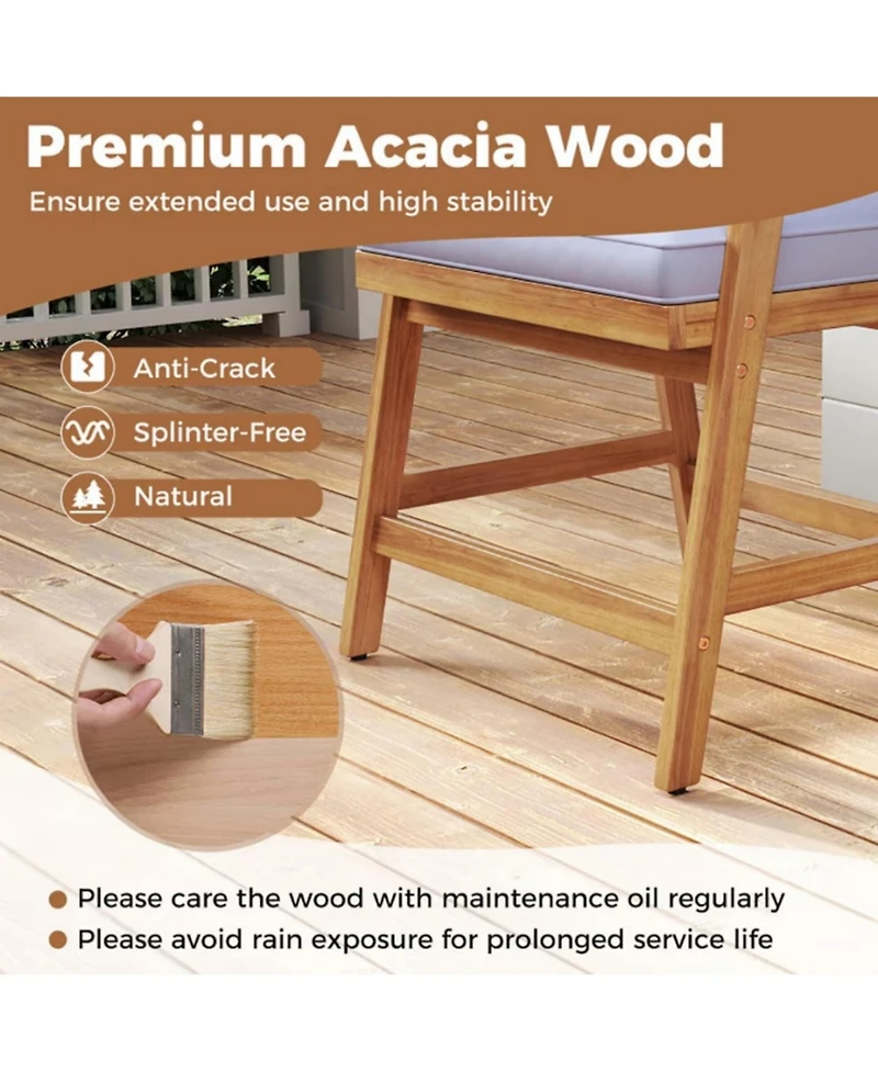 Yiortwo Patio Dining Set Acacia Wood Table Chairs with Cushions
