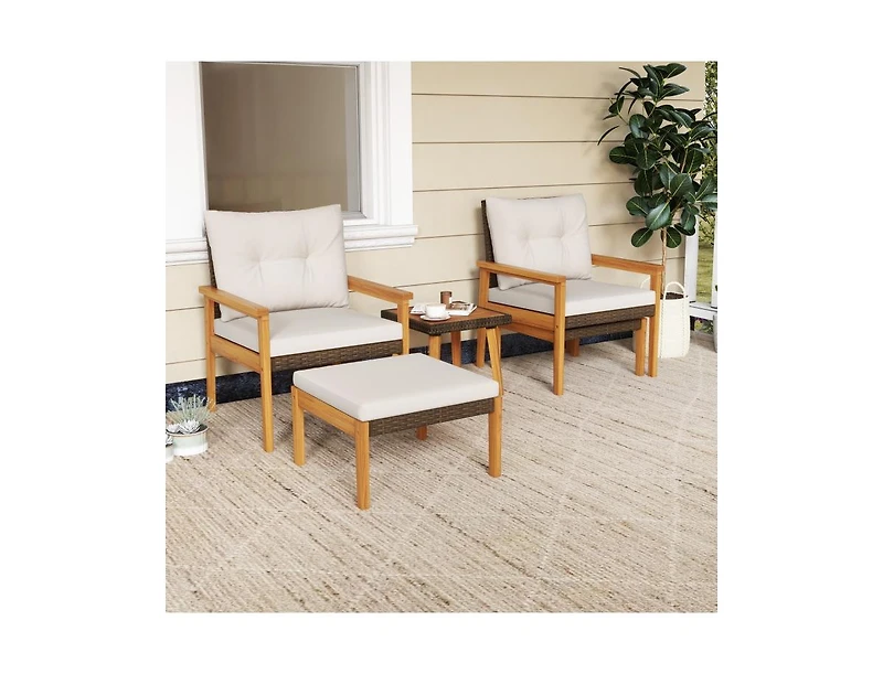 Boyel Living 5 Piece Rattan Furniture Set with Square Coffee Table