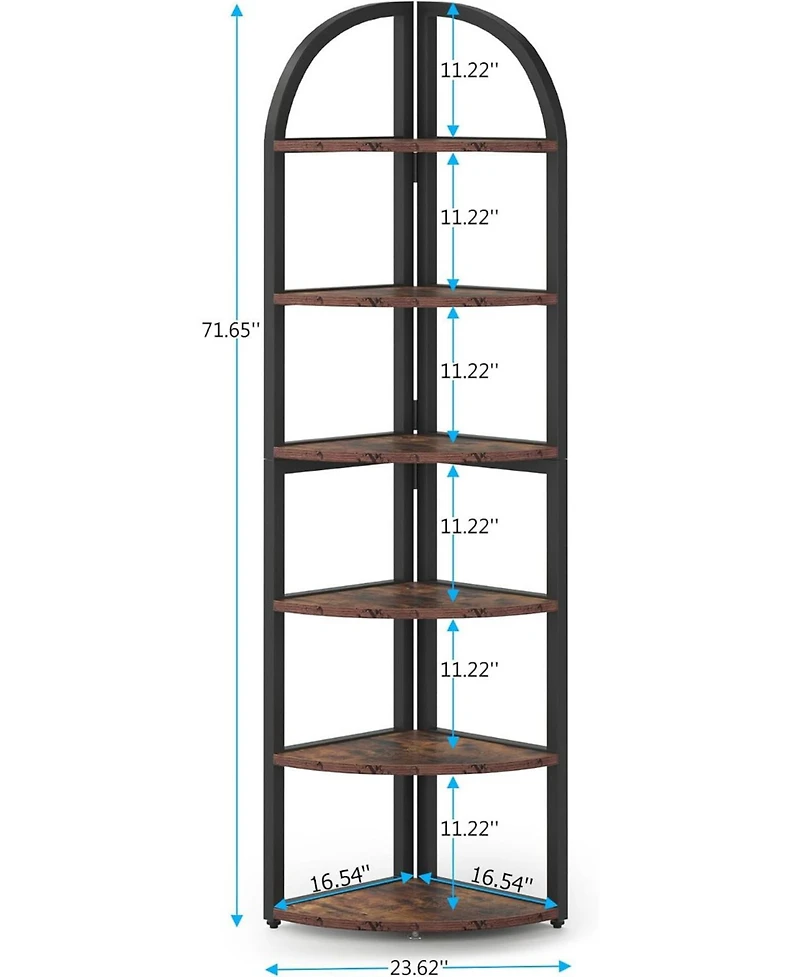 Tribesigns 6-Tier 71" Tall Corner Bookshelf