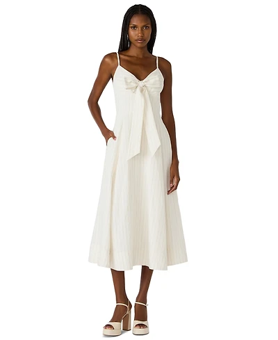 Steve Madden Juniors' Sweetheart Sleeveless A-Line Bow-Front Midi Dress