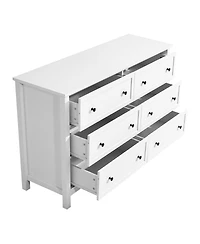 Slickblue 6 Drawer Wooden Dresser with Storage for Bedroom and Entryway