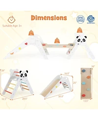 Hongge Ages 3+ Montessori Foldable 3-Piece Climbing Triangle, Slide, and Balance Bridge Set