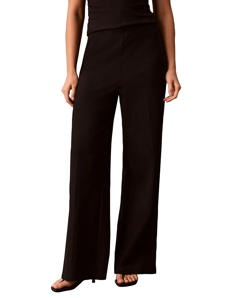 Calvin Klein Women's High-Waisted Pull-On Wide-Leg Pants