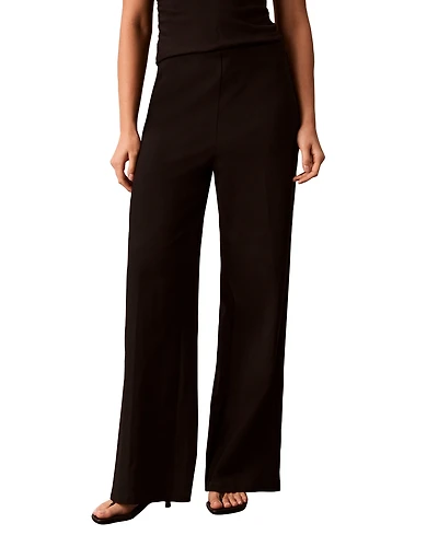 Calvin Klein Women's High-Waisted Pull-On Wide-Leg Pants