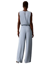 Calvin Klein Women's High-Rise Double-Pleat Wide-Leg Pants