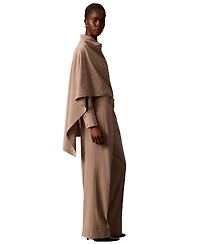 Calvin Klein Women's Long-Sleeve Point-Collar Scarf-Draped Front Blouse