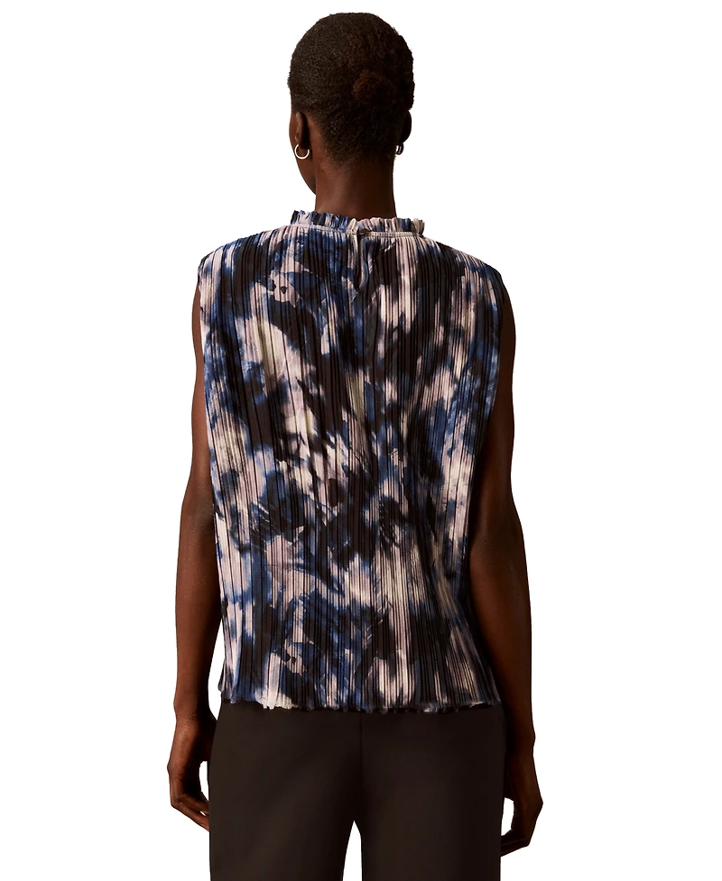 Calvin Klein Women's Mock Neck Sleeveless Printed Blouse