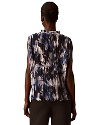 Calvin Klein Women's Mock Neck Sleeveless Printed Blouse
