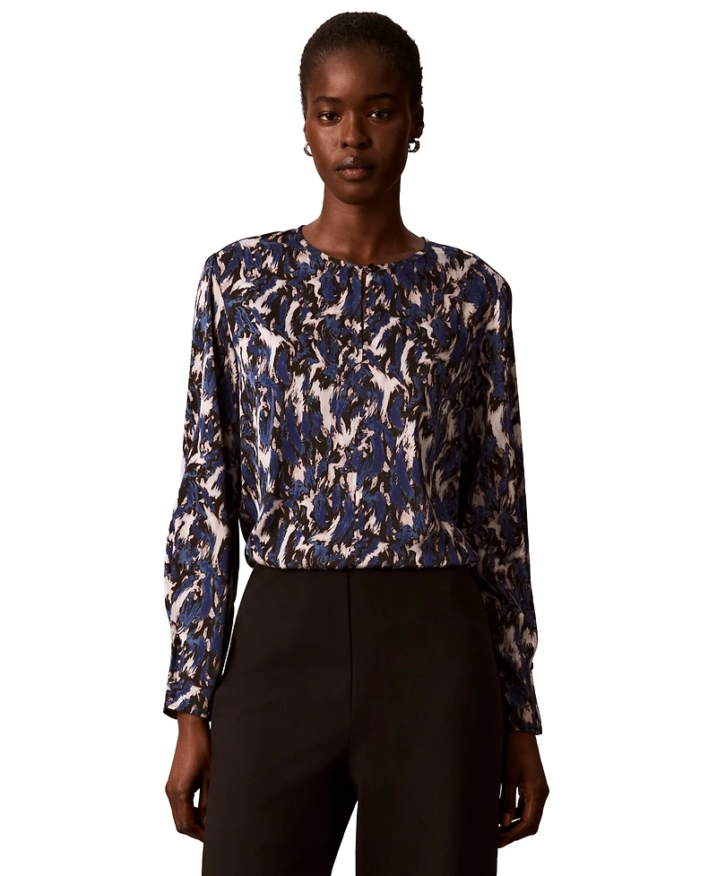 Calvin Klein Women's Crewneck Button-Front Top