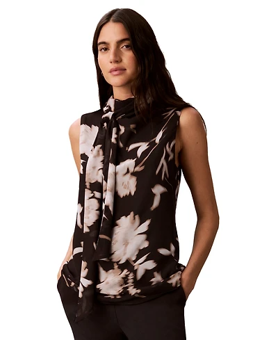 Calvin Klein Women's Sleeveless Scarf Neck Top