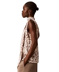 Calvin Klein Women's Mock Neck Tie-Front Sleeveless Top
