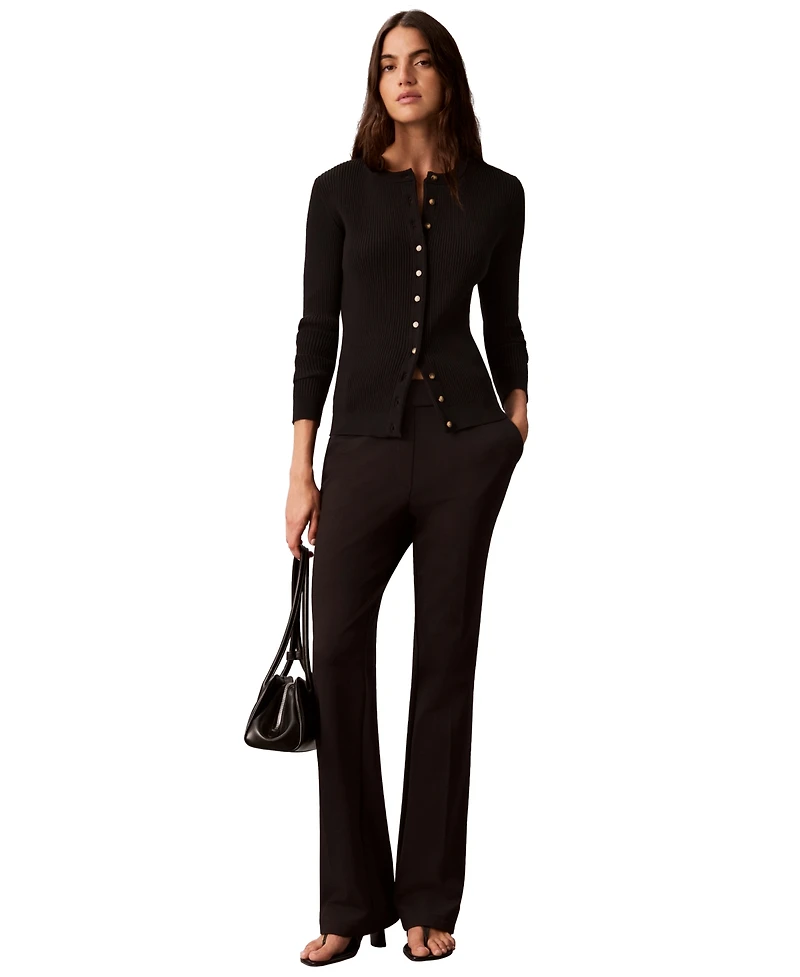 Calvin Klein Women's Button-Front Ribbed Cardigan