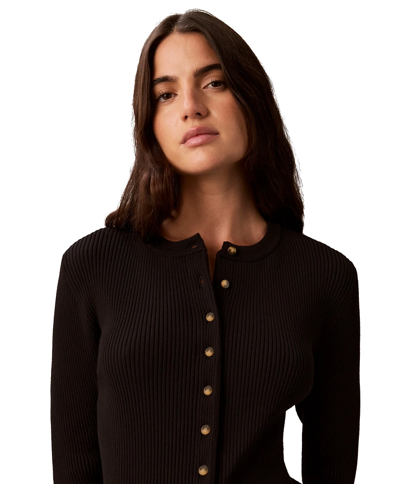 Calvin Klein Women's Button-Front Ribbed Cardigan