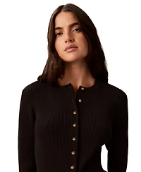 Calvin Klein Women's Button-Front Ribbed Cardigan