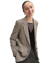 Emme Marella Women's Straight-Fit Plaid Long-Sleeve Lapel Collar Blazer