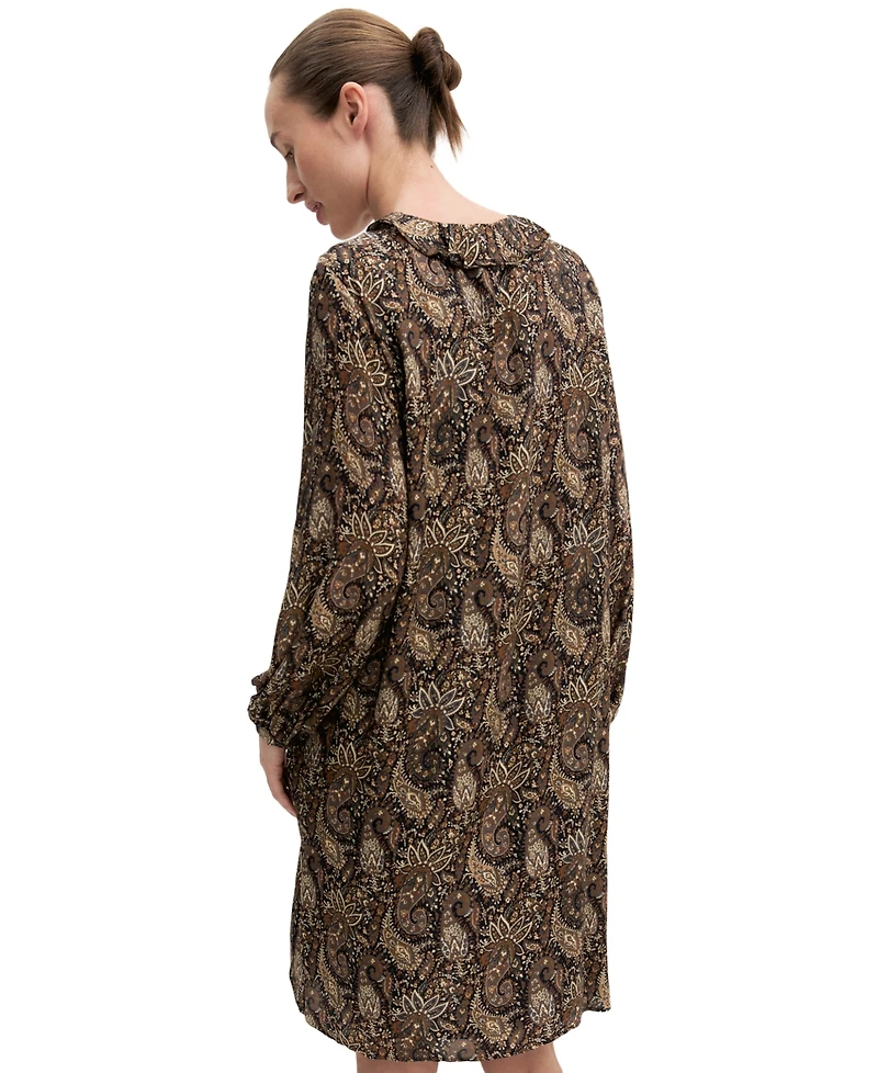 Emme Marella Women's Emmfebe Long-Sleeve Ruffle Paisley-Print Dress