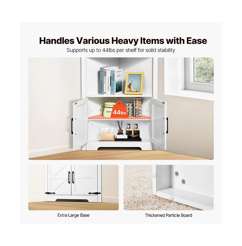 Slickblue 68" Corner Storage Cabinet with 4 Wooden Doors and Shelves