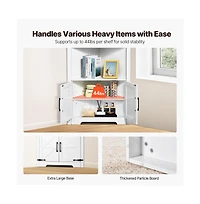 Slickblue 68" Corner Storage Cabinet with 4 Wooden Doors and Shelves