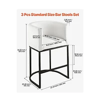 Slickblue Set of 3 Counter Height Bar Stools 25 Inch with Backrest