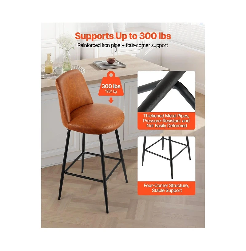Slickblue Set of 3 27 Inch Pu Leather Swivel Counter Height Bar Stools