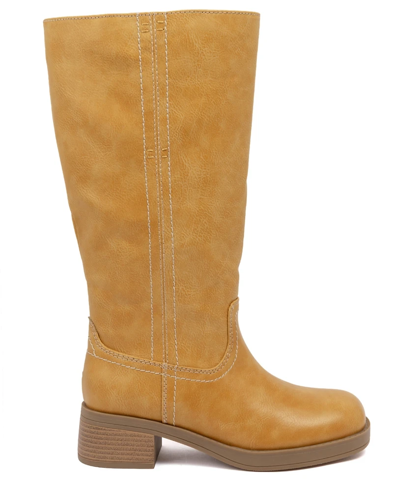 Sugar Women's Hayzel Mid Shaft Moto Stacked-Heel Booties