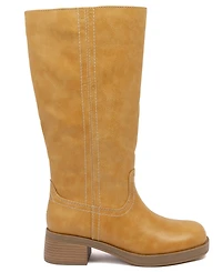 Sugar Women's Hayzel Mid Shaft Moto Stacked-Heel Booties