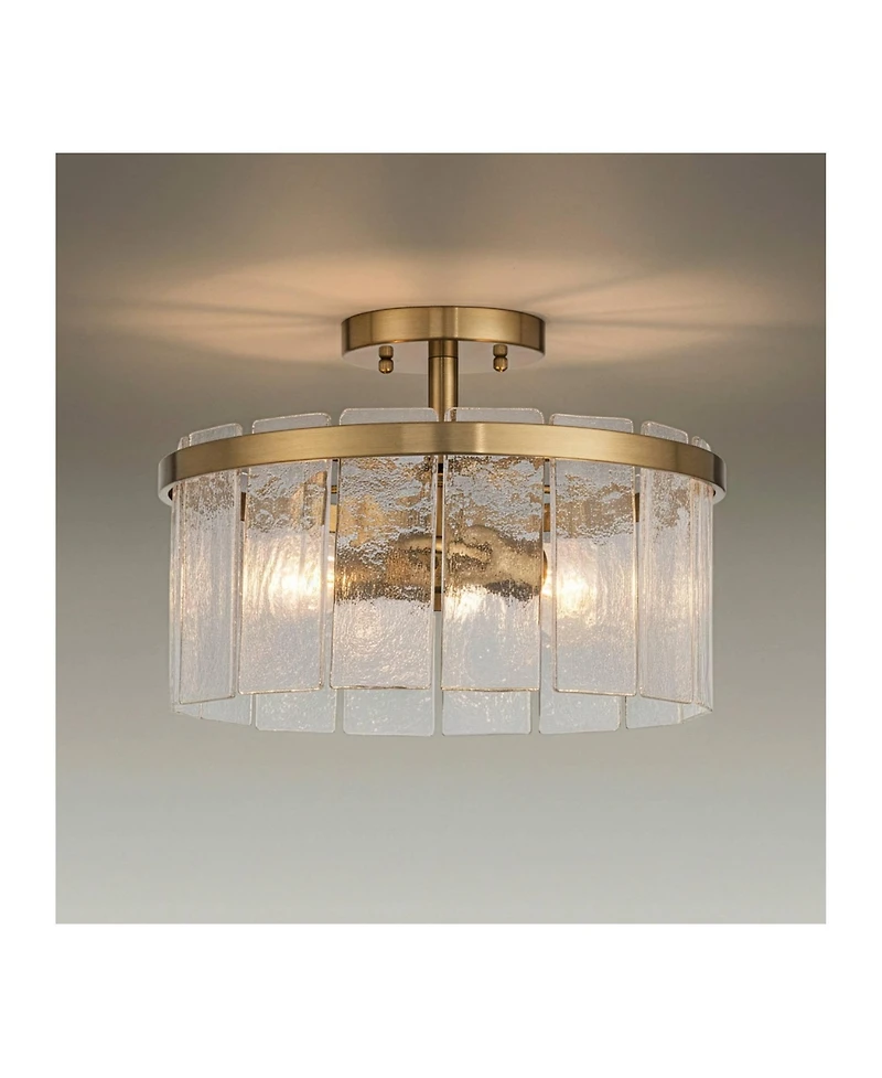 Possini Euro Design Possini Euro Soresi 14"W Piastra Glass 2-Light Ceiling Light