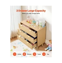 Slickblue 3 Drawer Rattan Dresser with Storage for Bedroom and Hallway