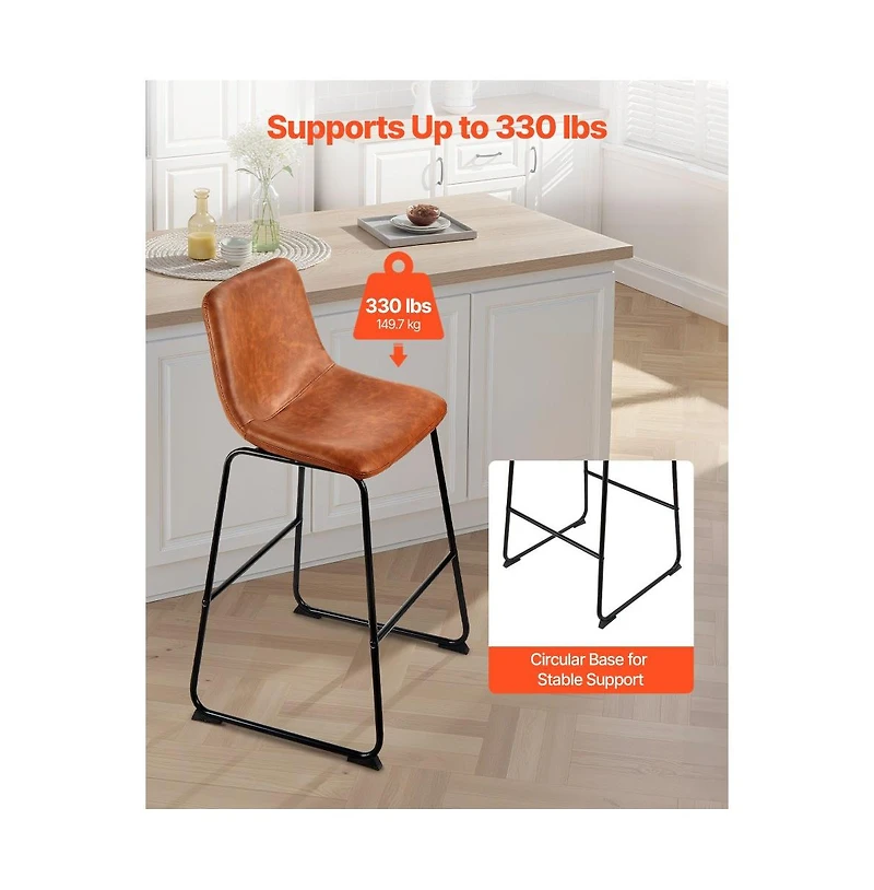 Slickblue Set of 4 26 Inch Pu Leather Counter Height Bar Stools