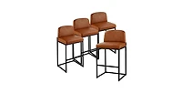 Slickblue Set of 4 27 Inch Pu Leather Counter Bar Stools with Backrest