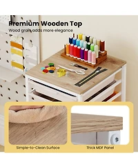 Sugift 10-Drawer Rolling Storage Cart Utility Organizer with Wooden Tabletop and Lockable Wheels