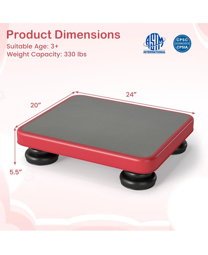 Sugift Kids Rebounder 24" x 20" Bouncing Board with Elastic Rope, Ages 3+